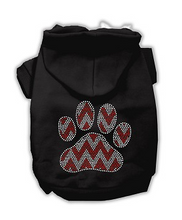 Load image into Gallery viewer, Candy Cane Chevron Paw Rhinestone Dog Hoodie
