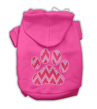 Load image into Gallery viewer, Candy Cane Chevron Paw Rhinestone Dog Hoodie