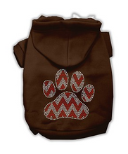 Load image into Gallery viewer, Candy Cane Chevron Paw Rhinestone Dog Hoodie