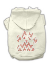 Load image into Gallery viewer, Candy Cane Chevron Paw Rhinestone Dog Hoodie