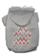 Load image into Gallery viewer, Candy Cane Chevron Paw Rhinestone Dog Hoodie