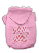 Load image into Gallery viewer, Candy Cane Chevron Paw Rhinestone Dog Hoodie