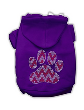 Load image into Gallery viewer, Candy Cane Chevron Paw Rhinestone Dog Hoodie