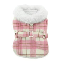 Load image into Gallery viewer, Plaid Fur-Trimmed Dog Harness Coat