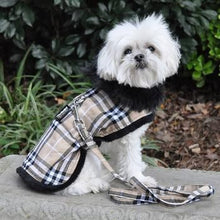 Load image into Gallery viewer, Plaid Fur-Trimmed Dog Harness Coat