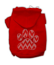 Load image into Gallery viewer, Candy Cane Chevron Paw Rhinestone Dog Hoodie